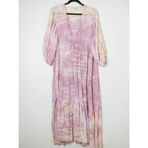 Young Fabulous & Broke Long Sleeve Floaty Pastel Tie Dye Maxi Dress